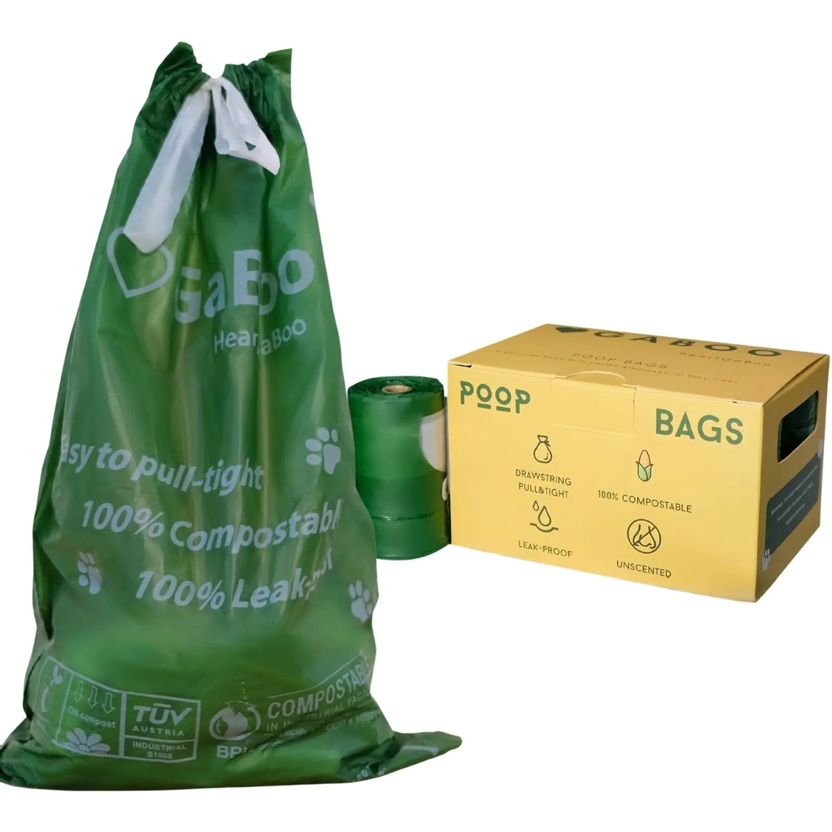 EcoStrong Dog Poop Bags with Drawstring - 60 Count Home Compostable, Leak-Proof