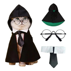 Mystic Pet Wizard Costume Set with Cloak, Glasses, and Tie