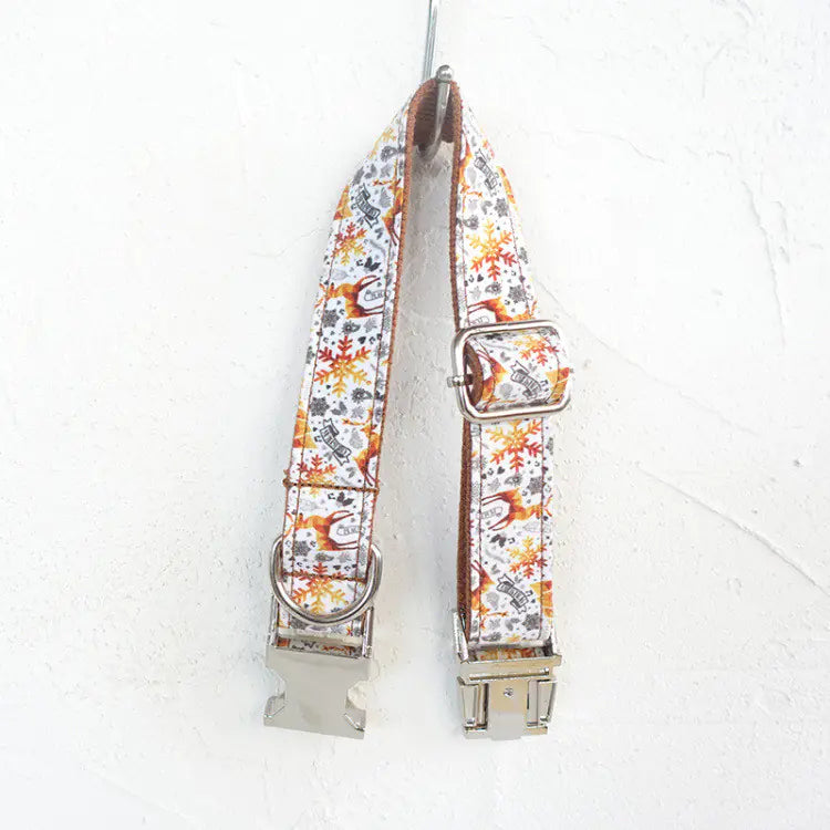 Make Your Pet Sparkle with the Golden Christmas Dog Collar from MUTTCO | handmade-golden-christmas-dog-collar-by-muttco