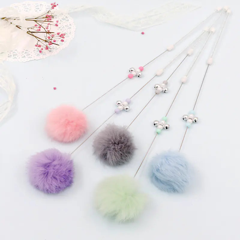 Colorful Pom Pom Cat Teaser Wand with Bell Toy | colorful-pom-pom-cat-teaser-wand-with-bell-toy