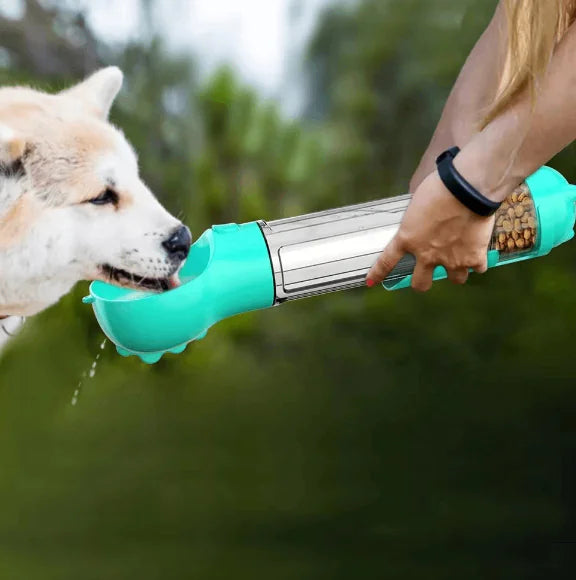 Dog Water Bottle and Food Dispenser Combo