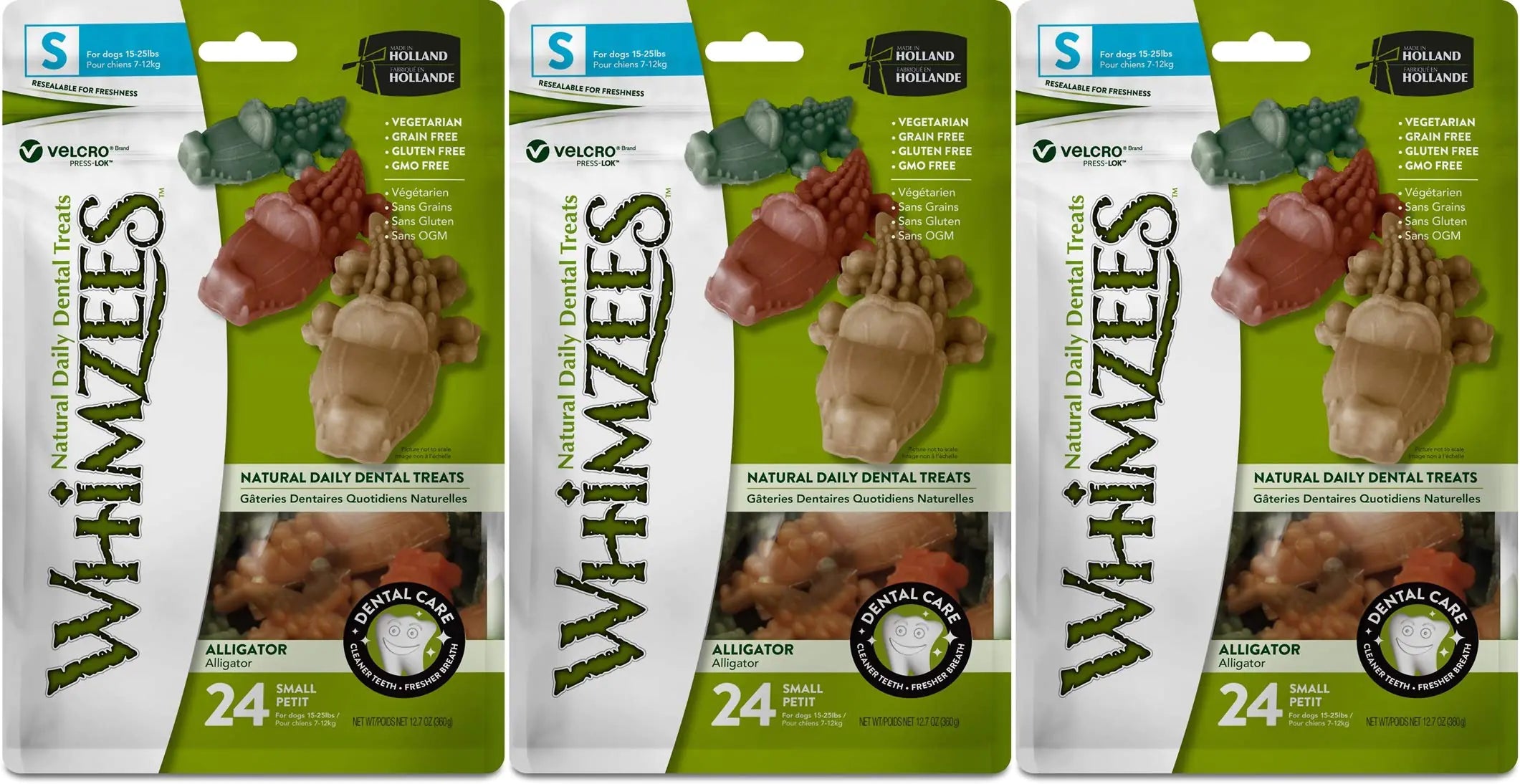 CrocoChews 3x Alligator Dental Dog Treats 24pk