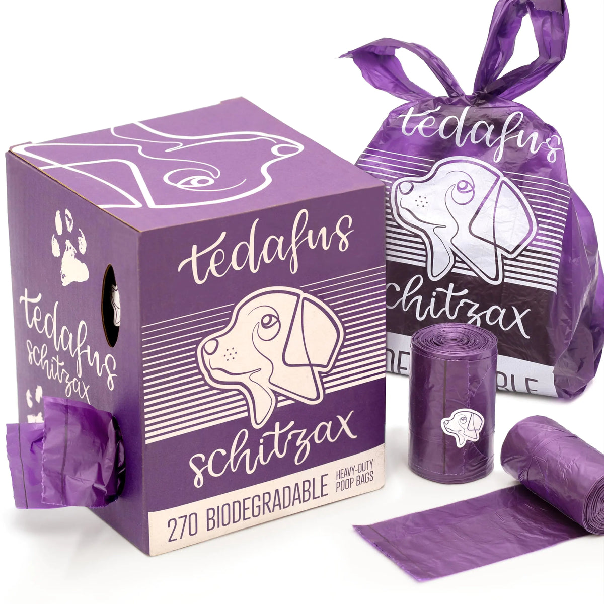 EcoGuard Poop Bags | Biodegradable Dog Waste Bags with Handles | Leak-Proof, Unscented (270 Count, Purple)