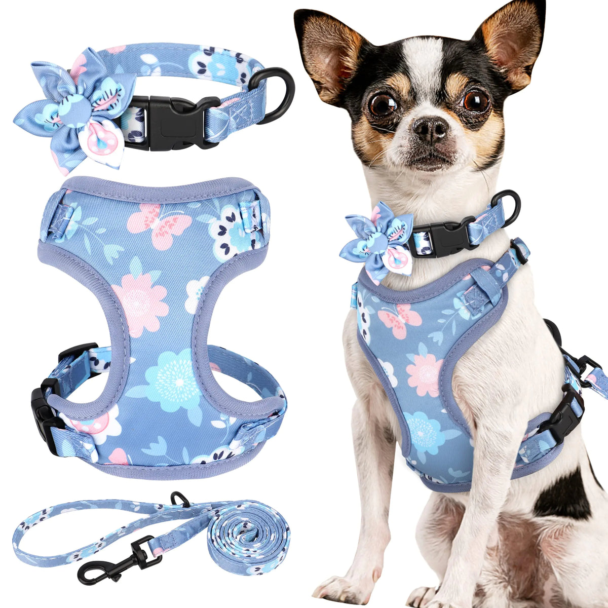 Beirui Cute Girl Dog Collars Harnesses & Leashes Set - Adjustable Dog Collar and Leash Set with Flower - Soft Mesh Dog Vest Harness for Puppies Small & Extra Small Dogs Cats (PurpleXXS) | beirui-cute-girl-dog-collars-harnesses-leashes-set-adjustable-dog-collar-and-leash-set-with-flower-soft-mesh-dog-vest-harness-for-puppies-small-extra-small-dogs-cats-purplexxs