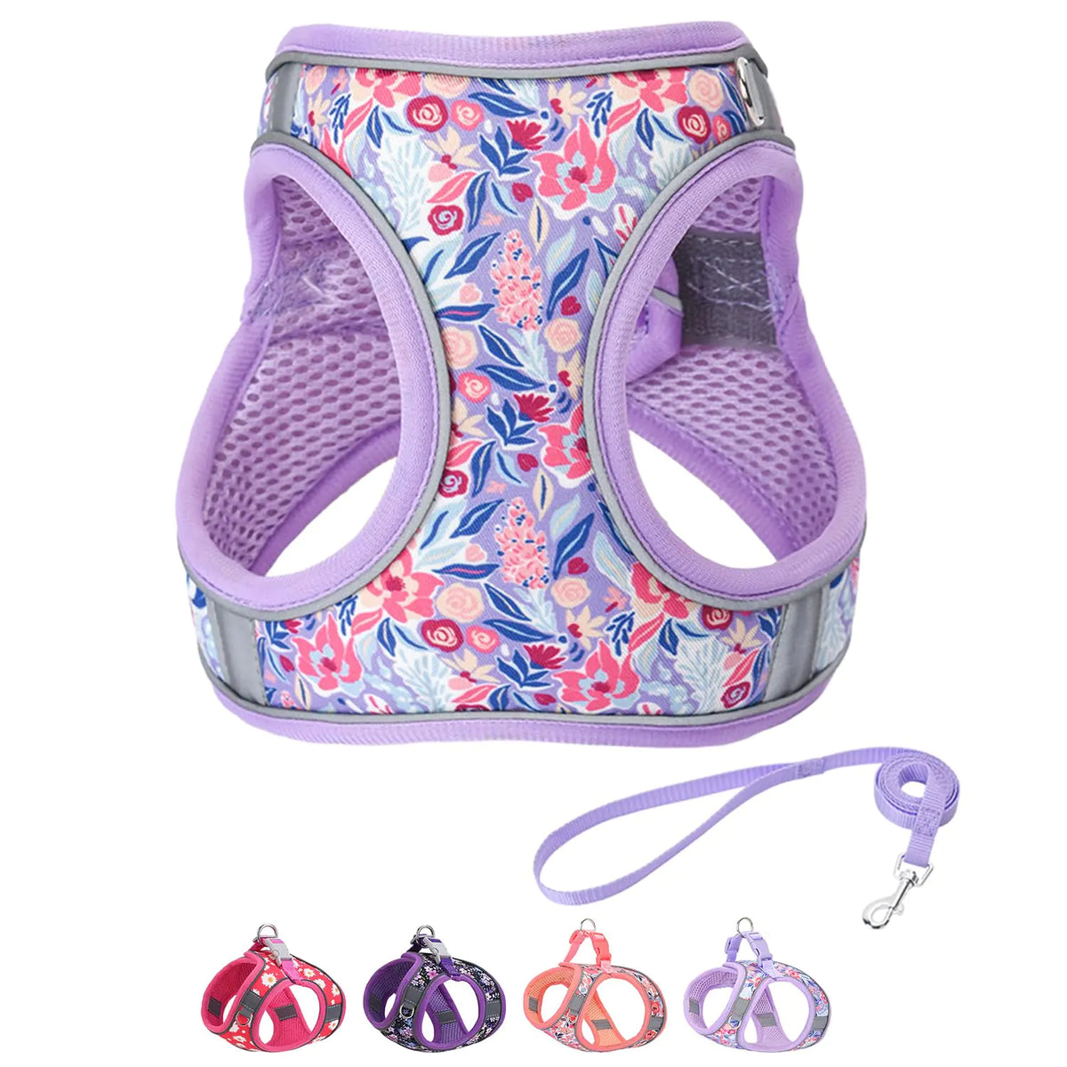 Step in Dog Harness and Leash Set Flower Adjustable Easy Walk Puppy Harnesses Soft Mesh Pet Vest Harness Small Size Dog Adjustable No Pull Dog Harness for Small Medium Dogs(Light Purple S) | step-in-dog-harness-and-leash-set-flower-adjustable-easy-walk-puppy-harnesses-soft-mesh-pet-vest-harness-small-size-dog-adjustable-no-pull-dog-harness-for-small-medium-dogslight-purple-s