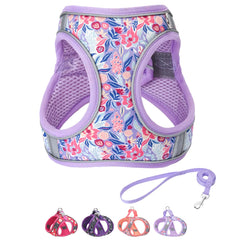 Step in Dog Harness and Leash Set Flower Adjustable Easy Walk Puppy Harnesses Soft Mesh Pet Vest Harness Small Size Dog Adjustable No Pull Dog Harness for Small Medium Dogs(Light Purple S) | step-in-dog-harness-and-leash-set-flower-adjustable-easy-walk-puppy-harnesses-soft-mesh-pet-vest-harness-small-size-dog-adjustable-no-pull-dog-harness-for-small-medium-dogslight-purple-s