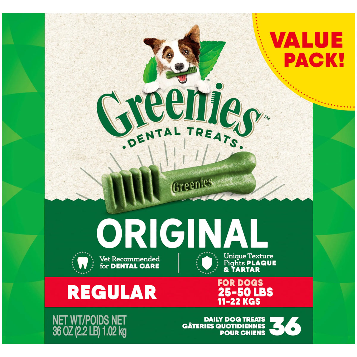 GREENIES Regular 36-Pack Natural Dental Dog Treats